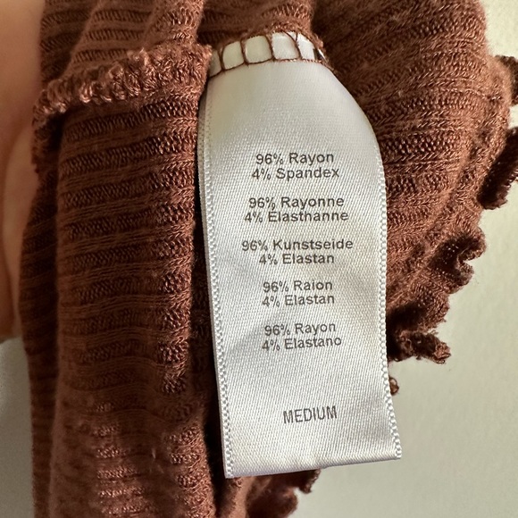 Urban Outfitters Project Social T Brown Ribbed Ruffle Dainty Tank Top Size M EUC - Picture 9 of 9